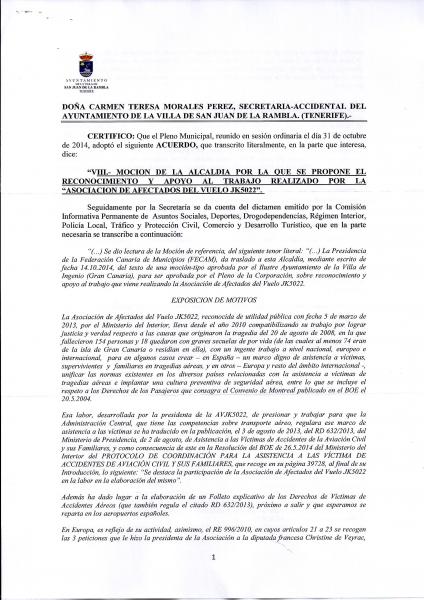 Certificado del Ayuntamiento de San Juan de la Rambla