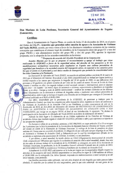 Certificado del Ayuntamiento de Teguise