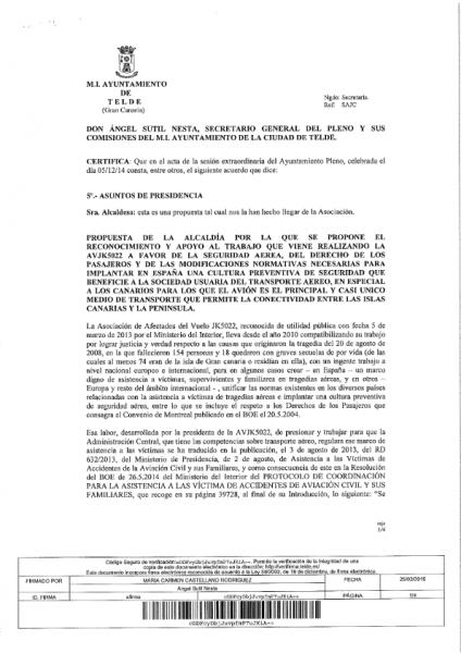 Certificado del Ayuntamiento de Telde