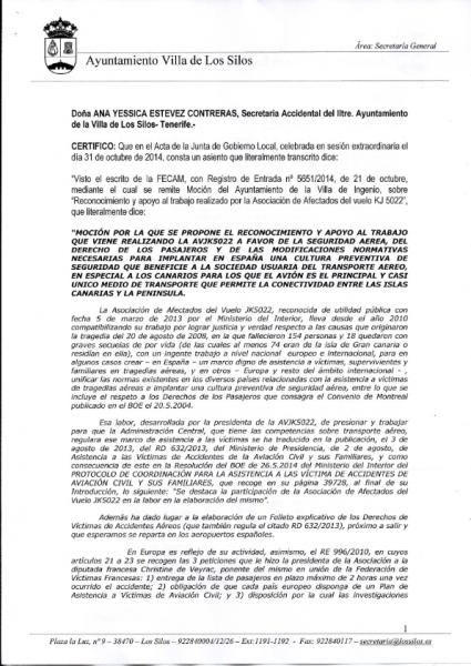 Certificado del Ayuntamiento de Villa de Los Silos